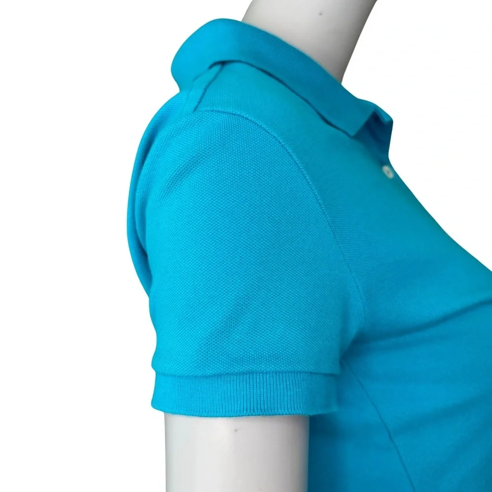 LACOSTE Pique Polo Shirt Stretch Cotton Turquoise Teal Blue Style# F811 Size 36 - Picture 11 of 16